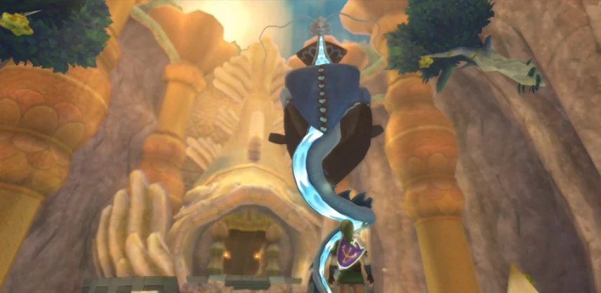 A screenshot of the Floria Waterfall area from Skyward Sword