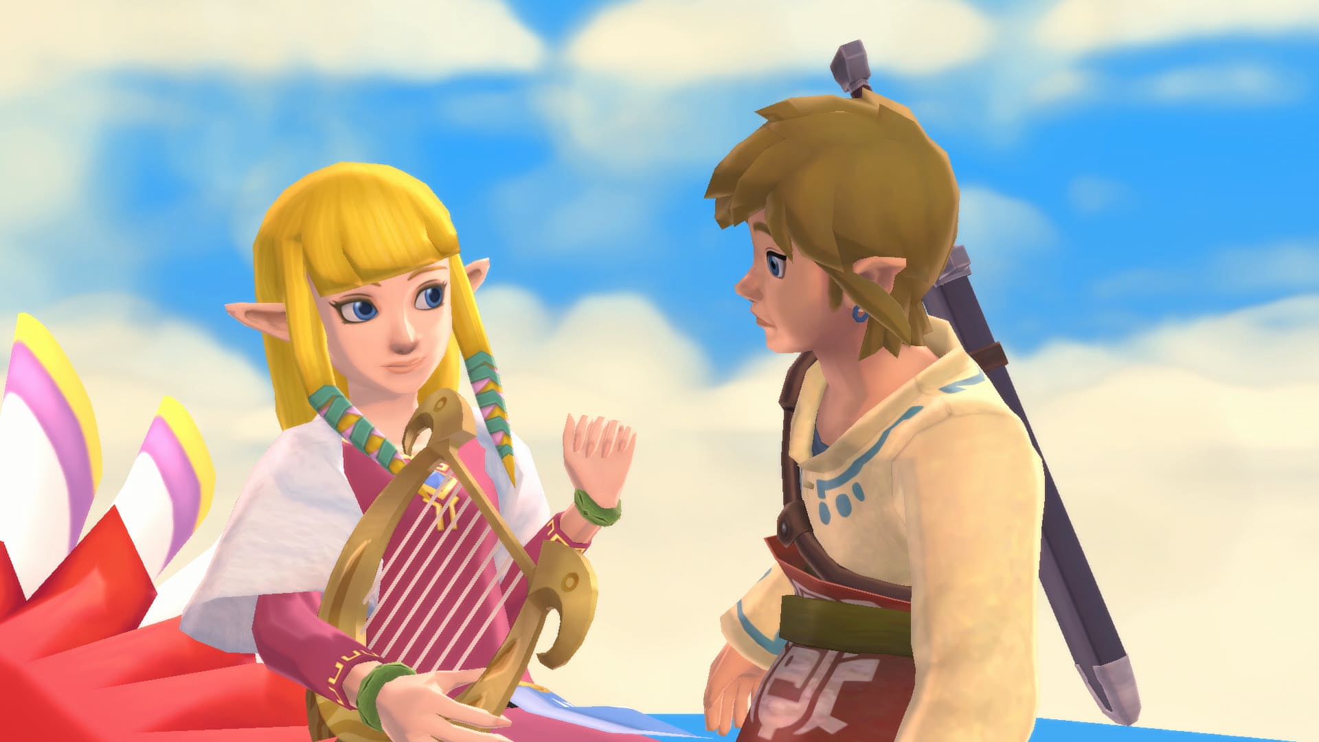 An image showing Zelda and Link from Skyward Sword atop a loftwing bird